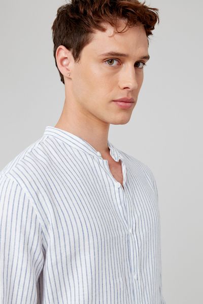 Chemise rayée col mao