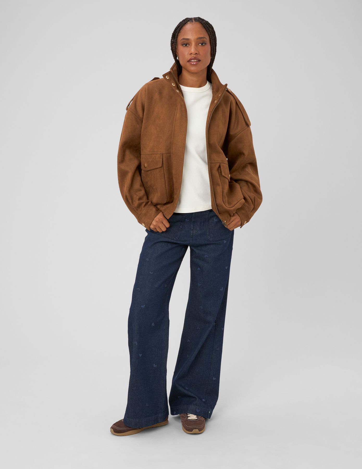 Jean wide leg brod&eacute;