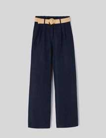 Pantalon lin avec ceinture