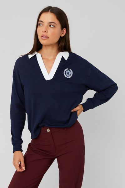 T-shirt col polo broderie poitrine