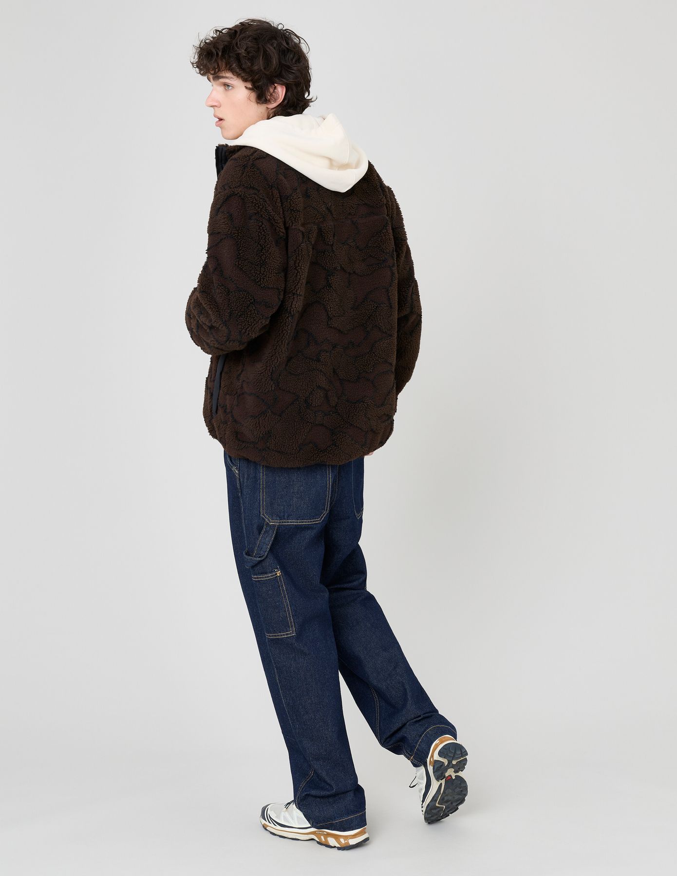 Blouson zippé sherpa imprimé