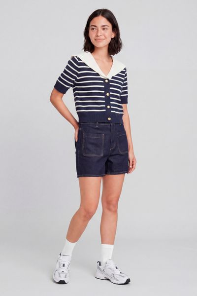 Pull marini&egrave;re avec col vareuse