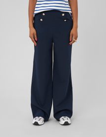 Pantalon taille haute &agrave; pont
