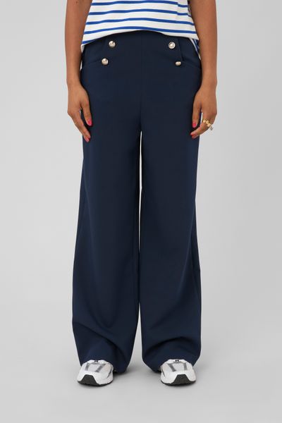 Pantalon taille haute &agrave; pont
