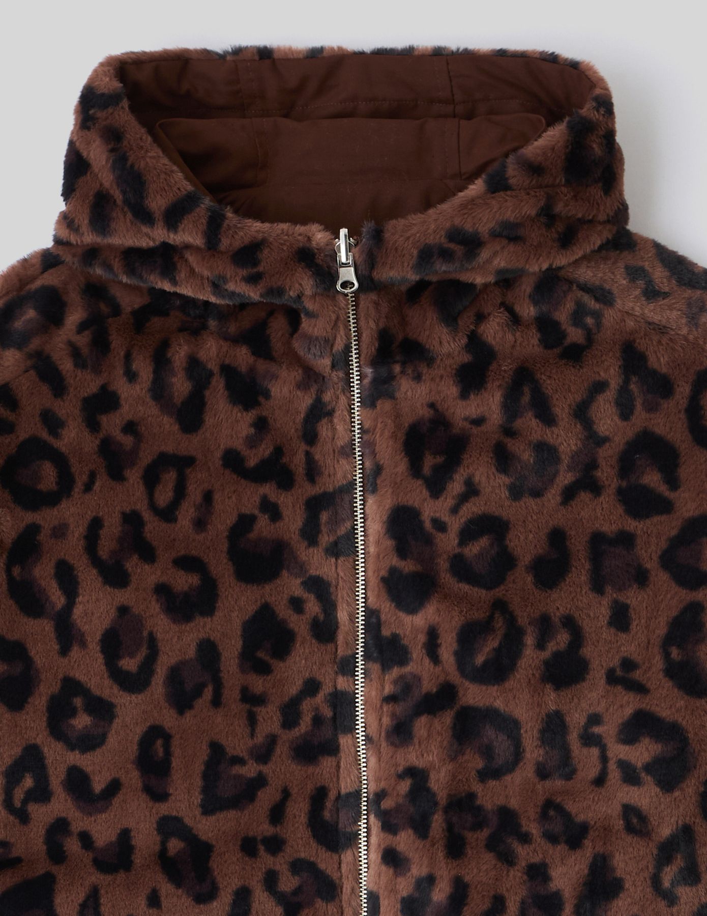 Blouson à capuche réversible imprimé léopard