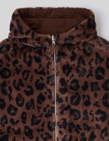 Blouson à capuche réversible imprimé léopard