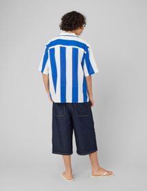 Chemise manches courtes ray&eacute;e viscose lin