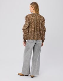 Blouse imprim&eacute;e &agrave; volants