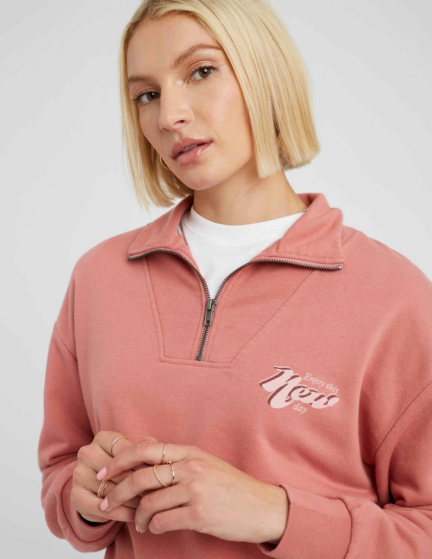 Sweat col montant zippé