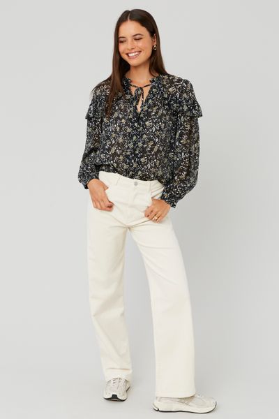 Pantalon straight velours