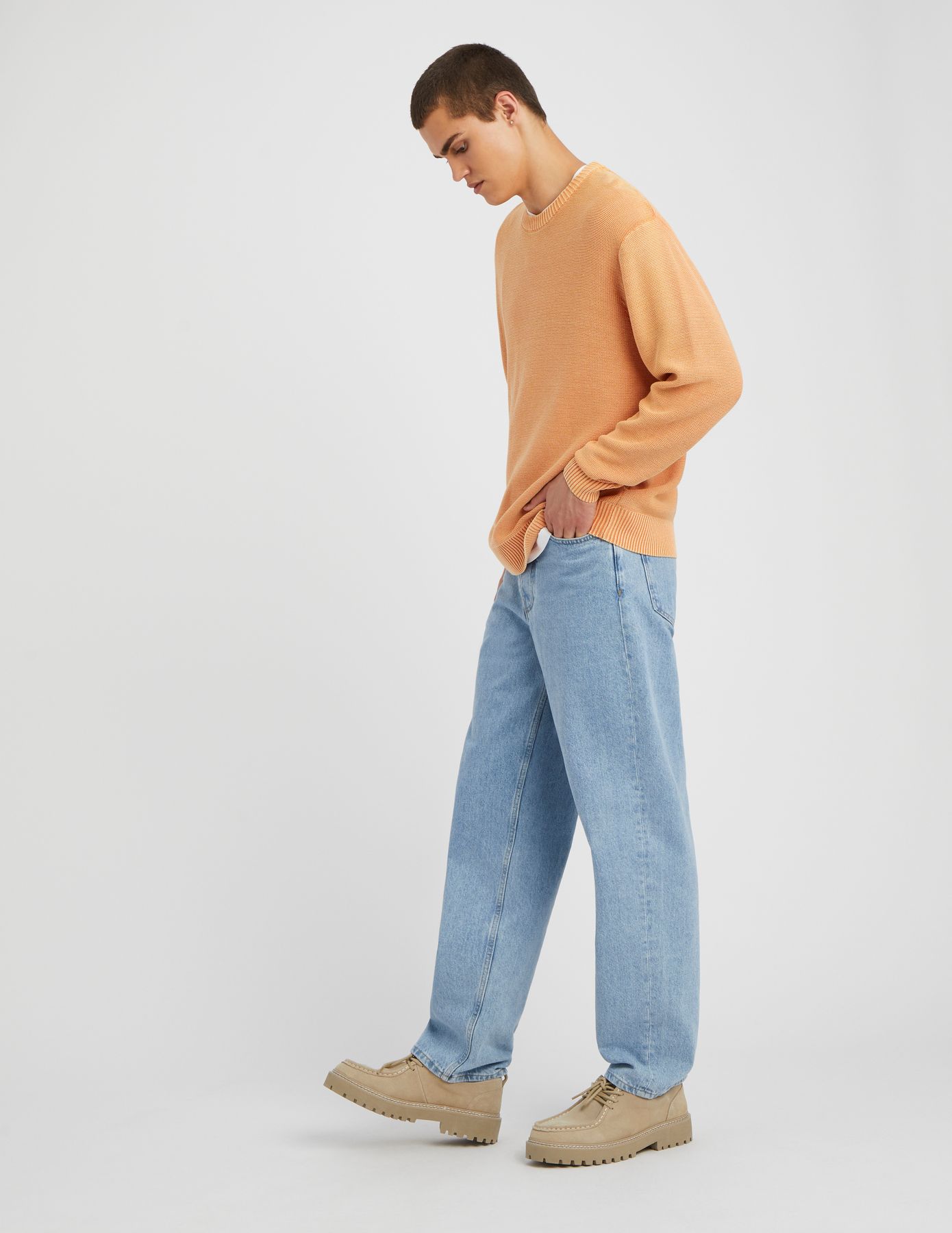 Pull col rond teint en pièce