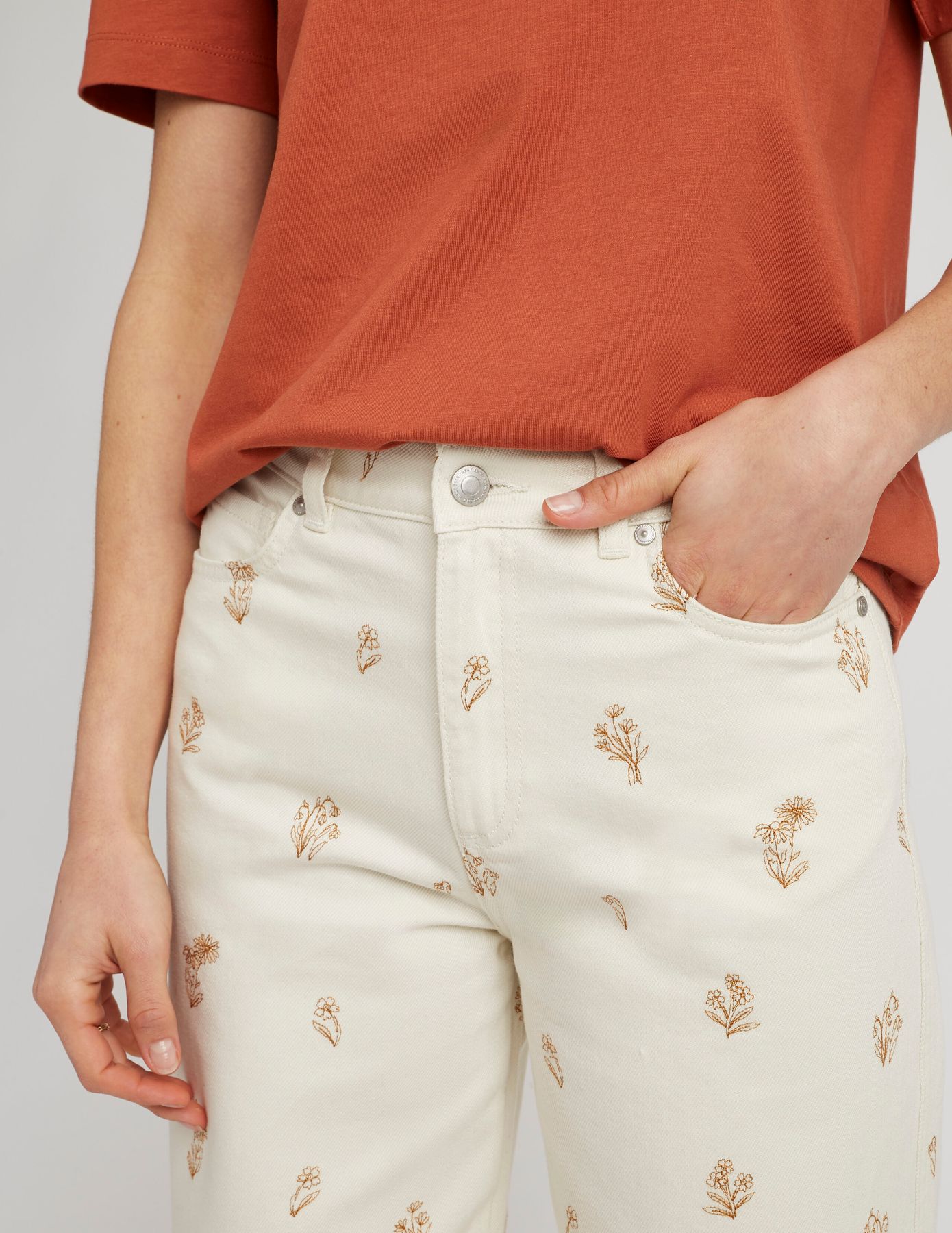 Pantalon wide leg brodé