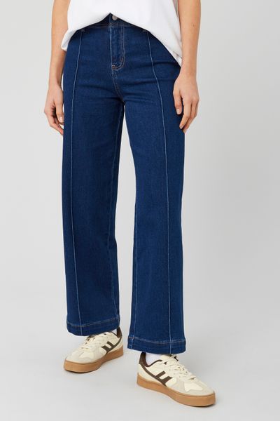 Jean wide leg pli permanent
