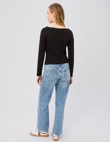 T-shirt manches longues &agrave; fronces