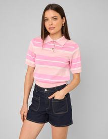 Polo ray&eacute; en maille