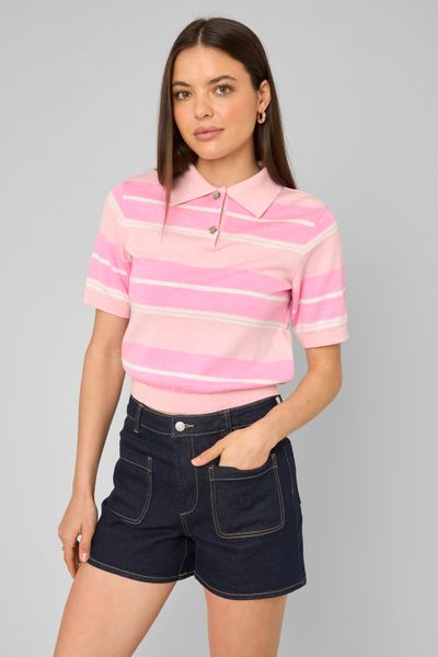 Polo ray&eacute; en maille