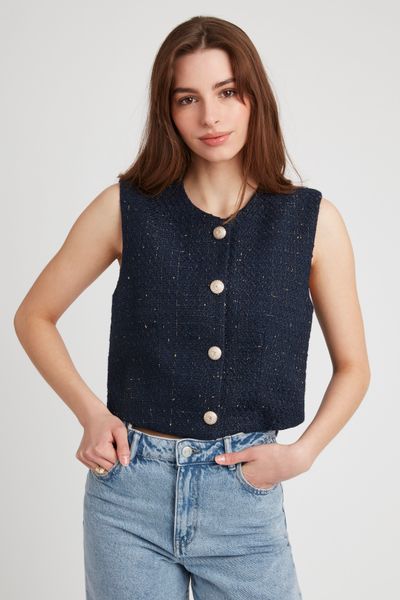 Gilet sans manches en tweed