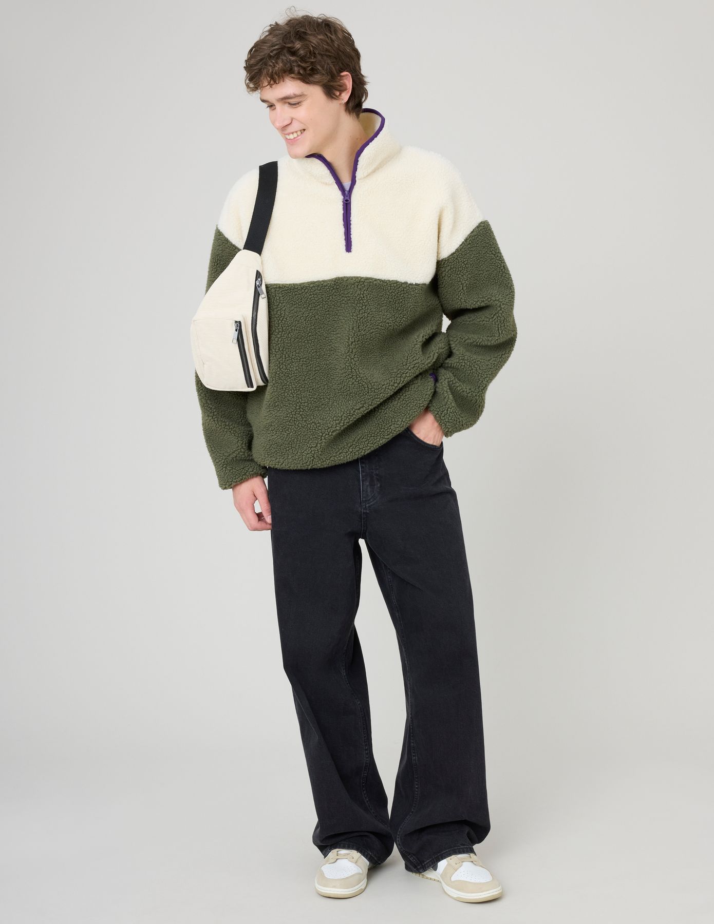 Sweat en sherpa colorblock