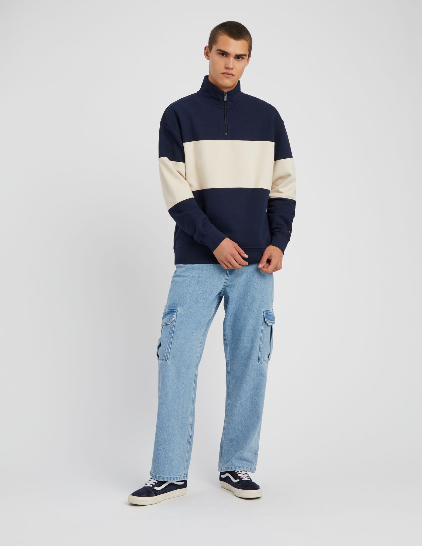 Sweat col montant colorblock