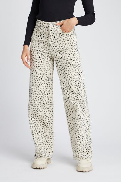 Pantalon velours wide leg imprimé