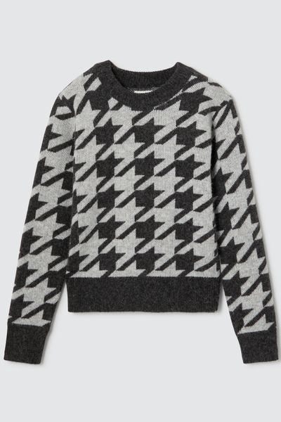 Pull jacquard pied-de-poule