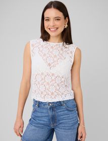 Top sans manche en dentelle