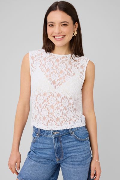 Top sans manche en dentelle