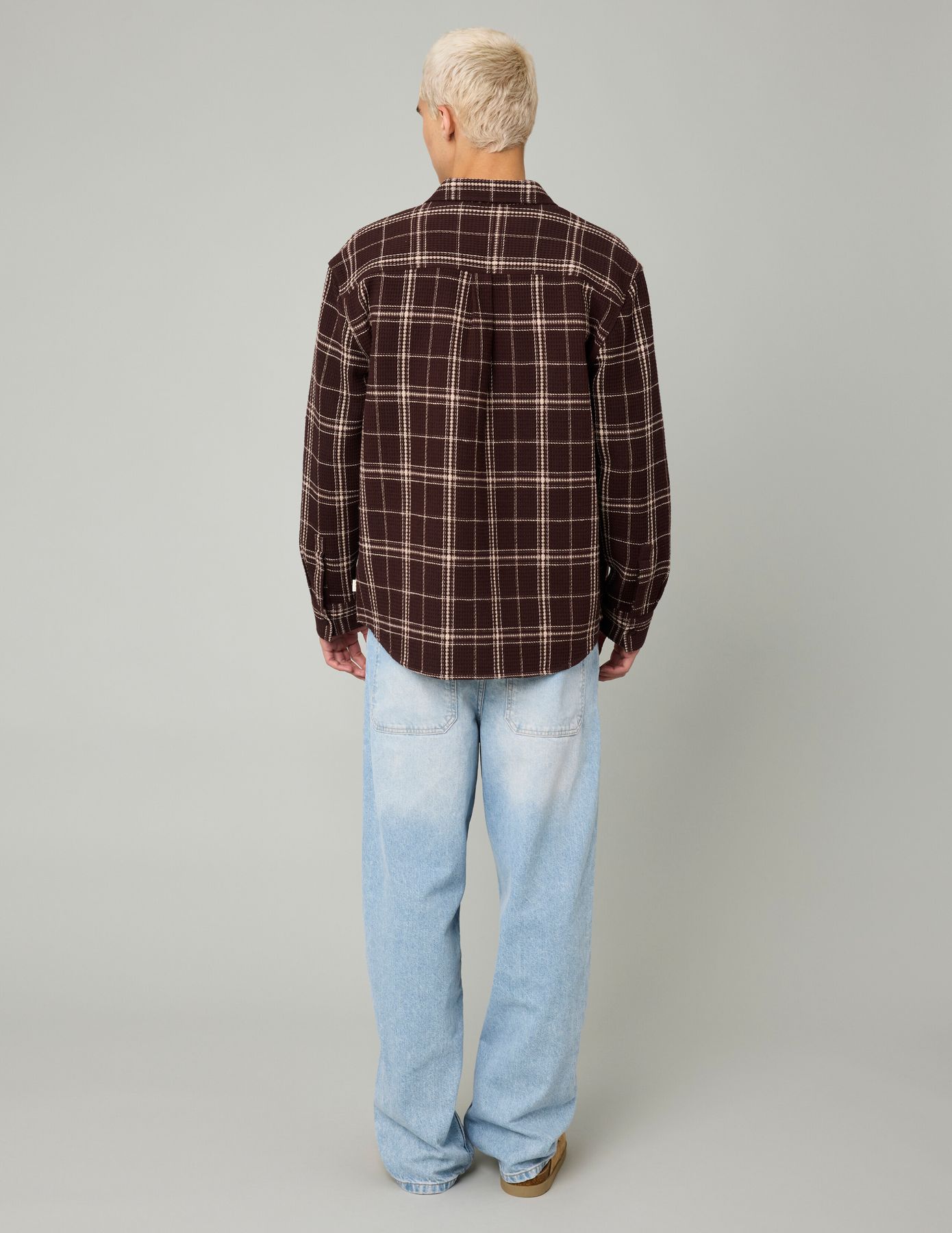 Surchemise waffle &agrave; carreaux