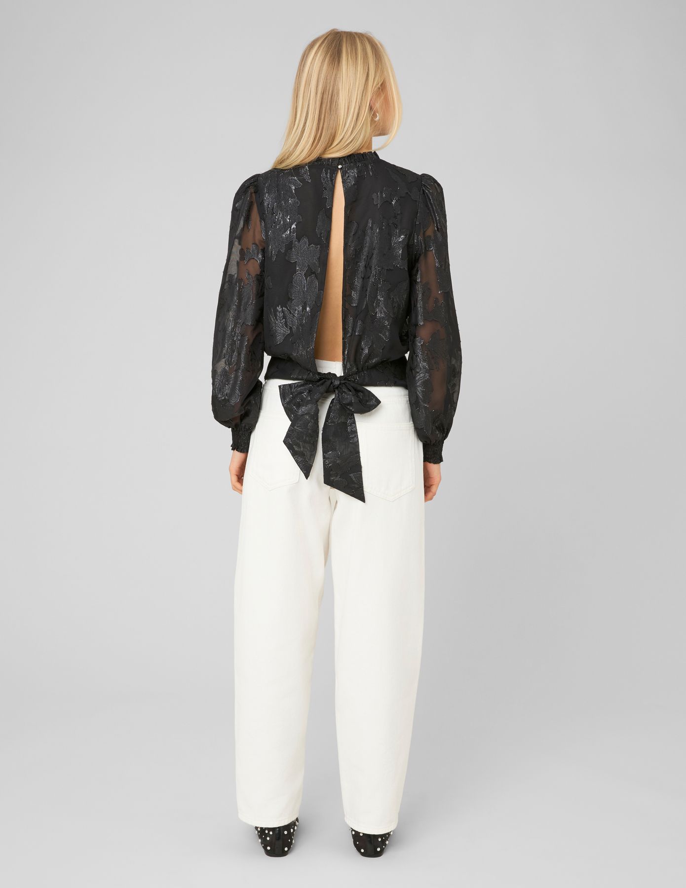 Blouse f&ecirc;te jacquard nou&eacute;e