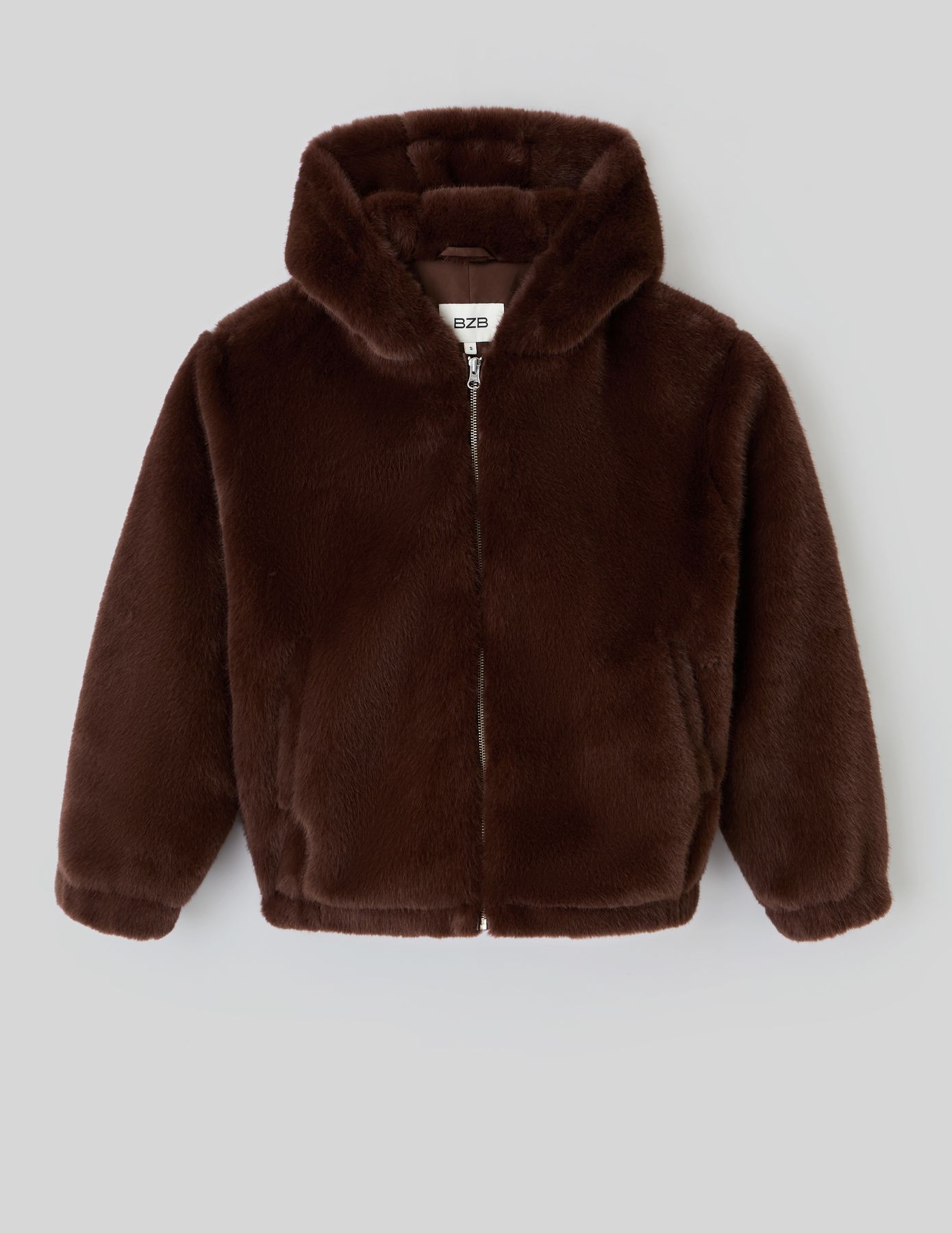 Blouson matière duveteuse col capuche