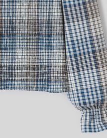 Blouse smock&eacute;e &agrave; carreaux