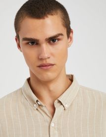 Chemise rayée droite en lin