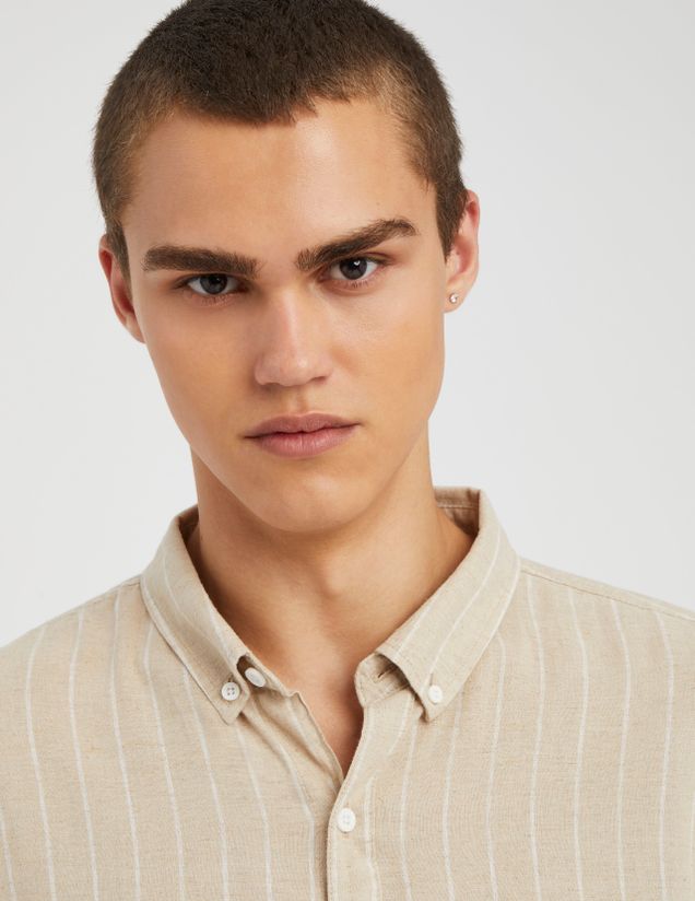 Chemise rayée droite en lin