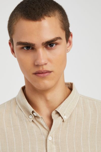 Chemise rayée droite en lin