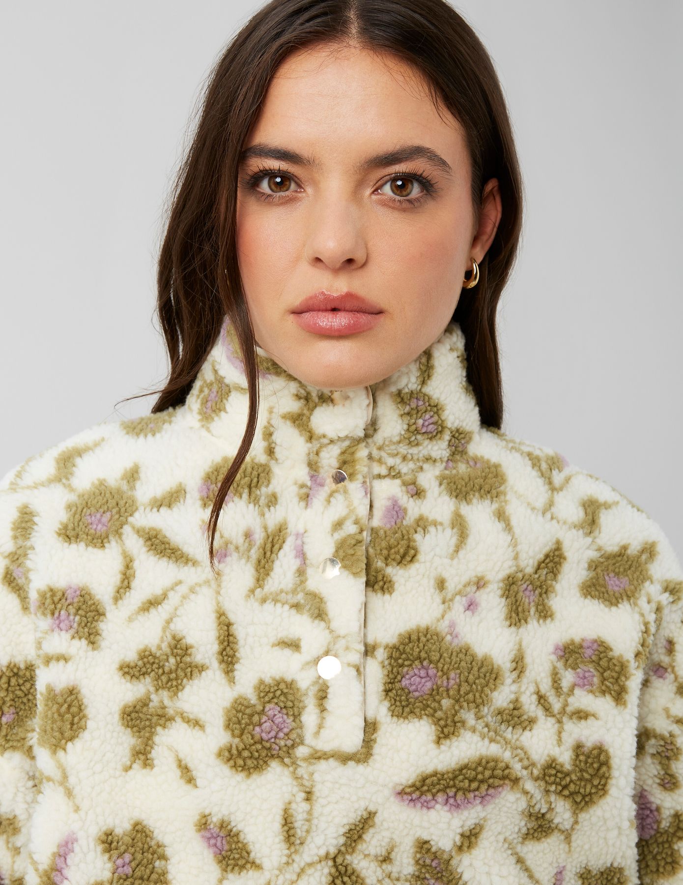 Sweat sherpa imprimé fleuri