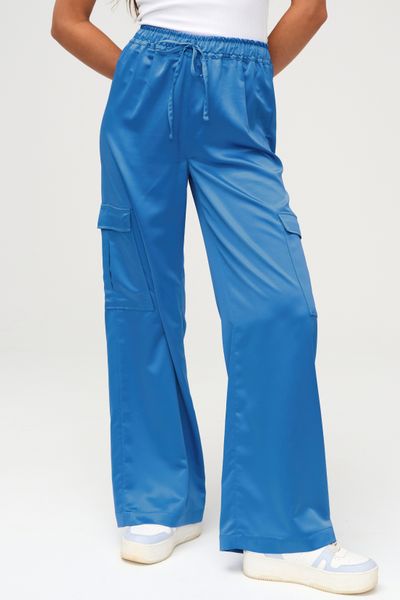 Pantalon cargo en satin