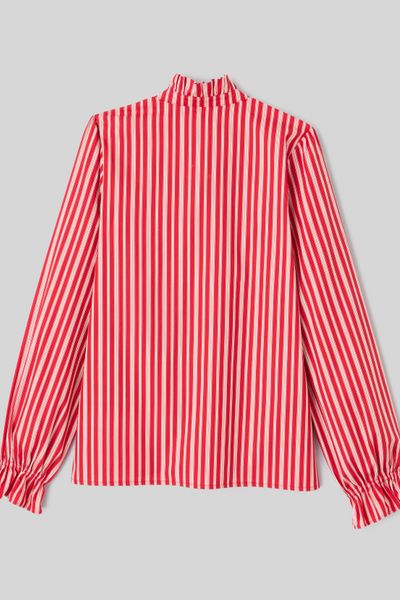 Chemise col montant rayée