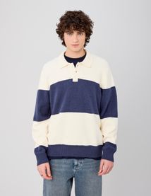 Pull col polo &agrave; rayures