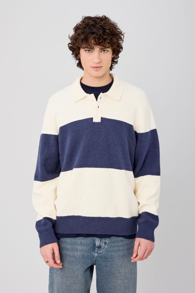 Pull col polo &agrave; rayures