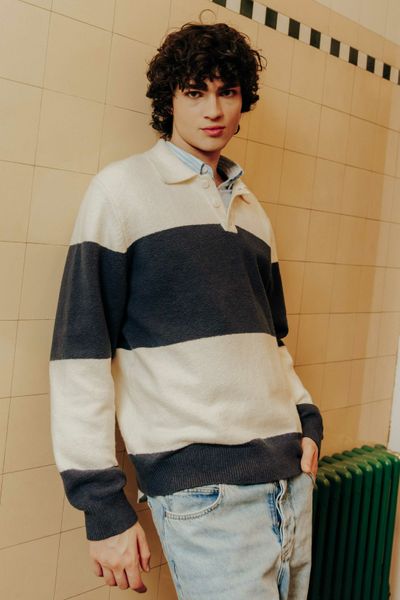 Pull col polo &agrave; rayures