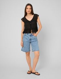 Blouse sans manches &agrave; volants