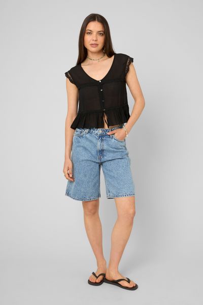 Blouse sans manches &agrave; volants