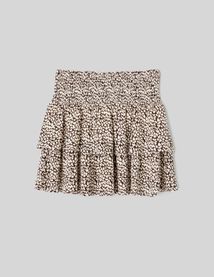 Jupe courte imprim&eacute;e &agrave; volants