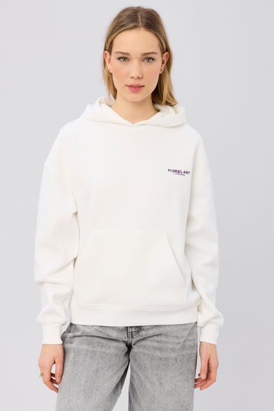 Sweat col capuche imprim&eacute; devant/dos