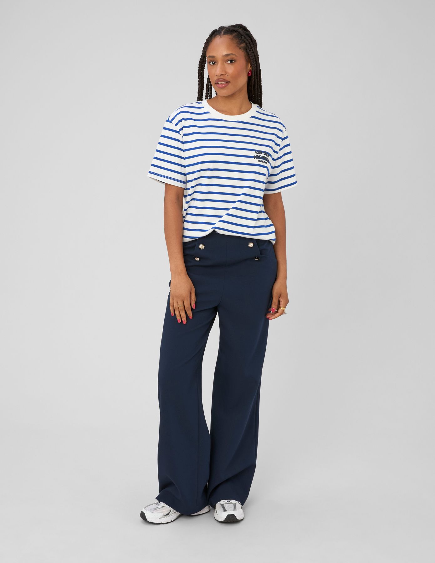 Pantalon taille haute &agrave; pont