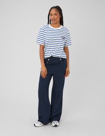 Pantalon taille haute &agrave; pont
