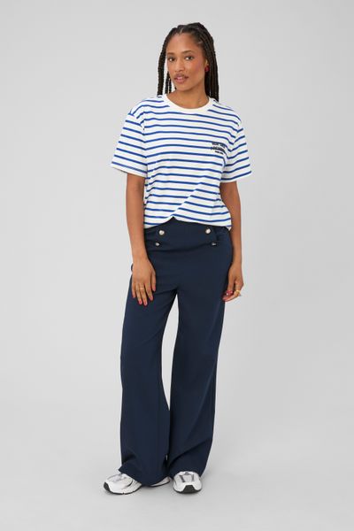 Pantalon taille haute &agrave; pont