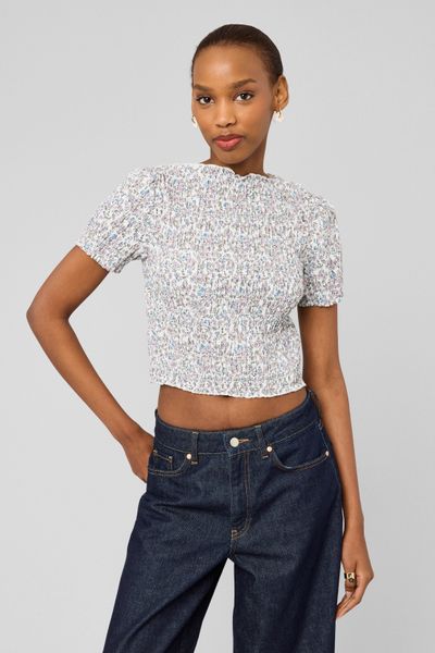 Top smock&eacute; &agrave; imprim&eacute;