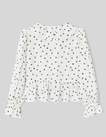 Blouse &agrave; volants motif pois
