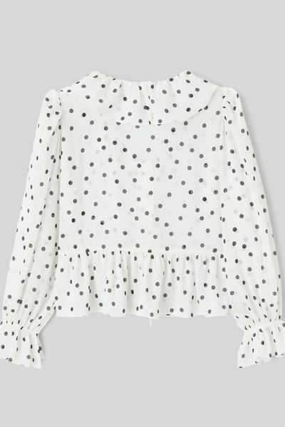 Blouse &agrave; volants motif pois